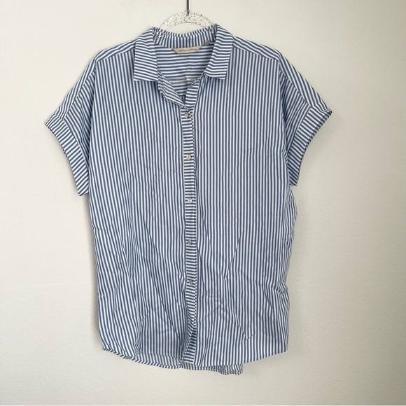 Soft Surroundings Tops - Soft Surroundings Blue & White Striped Button Front Dolman Shirt Size M